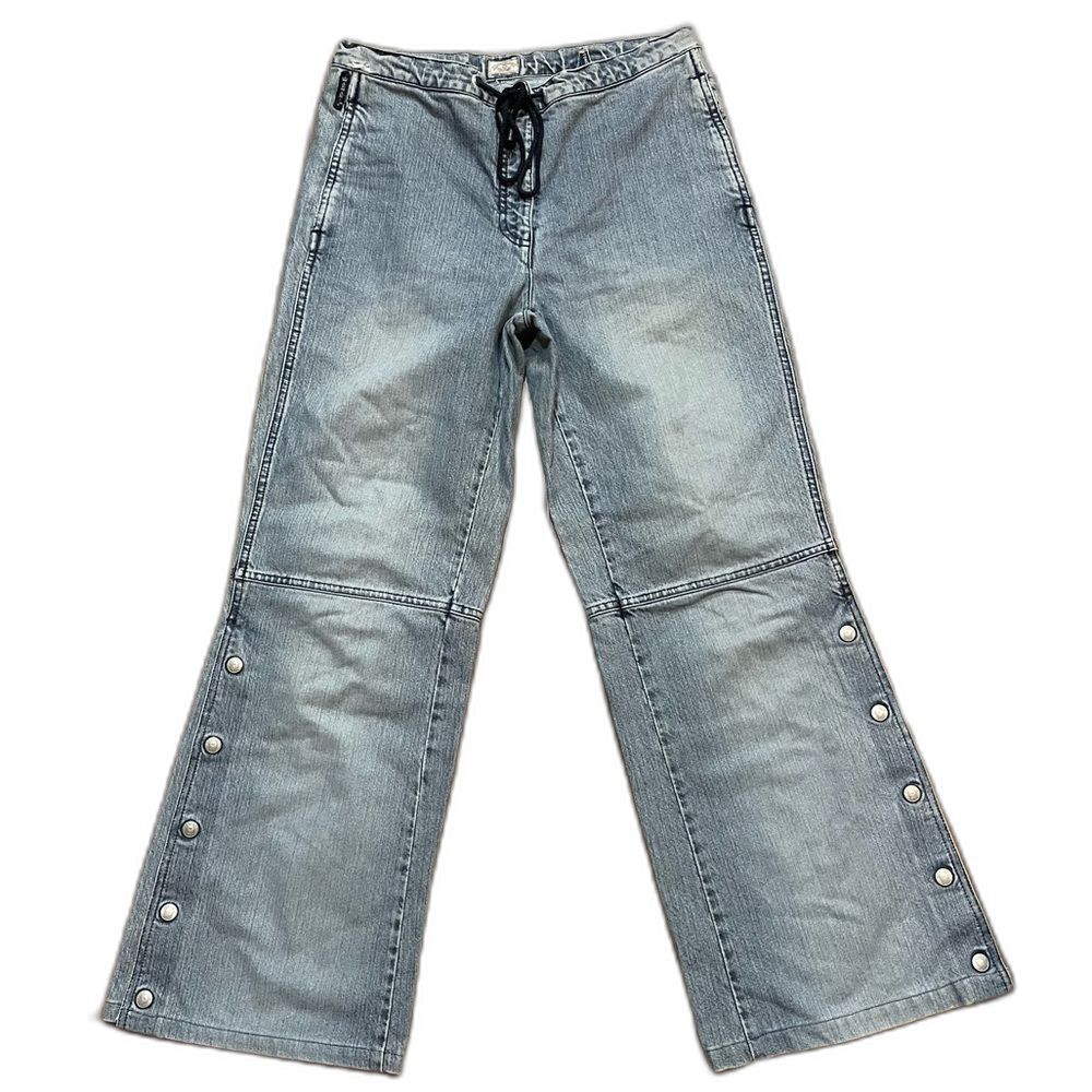 Armani Jeans Vintage Distressed Snap Wide Leg Jeans Women’s 8 Italy Tie Waist